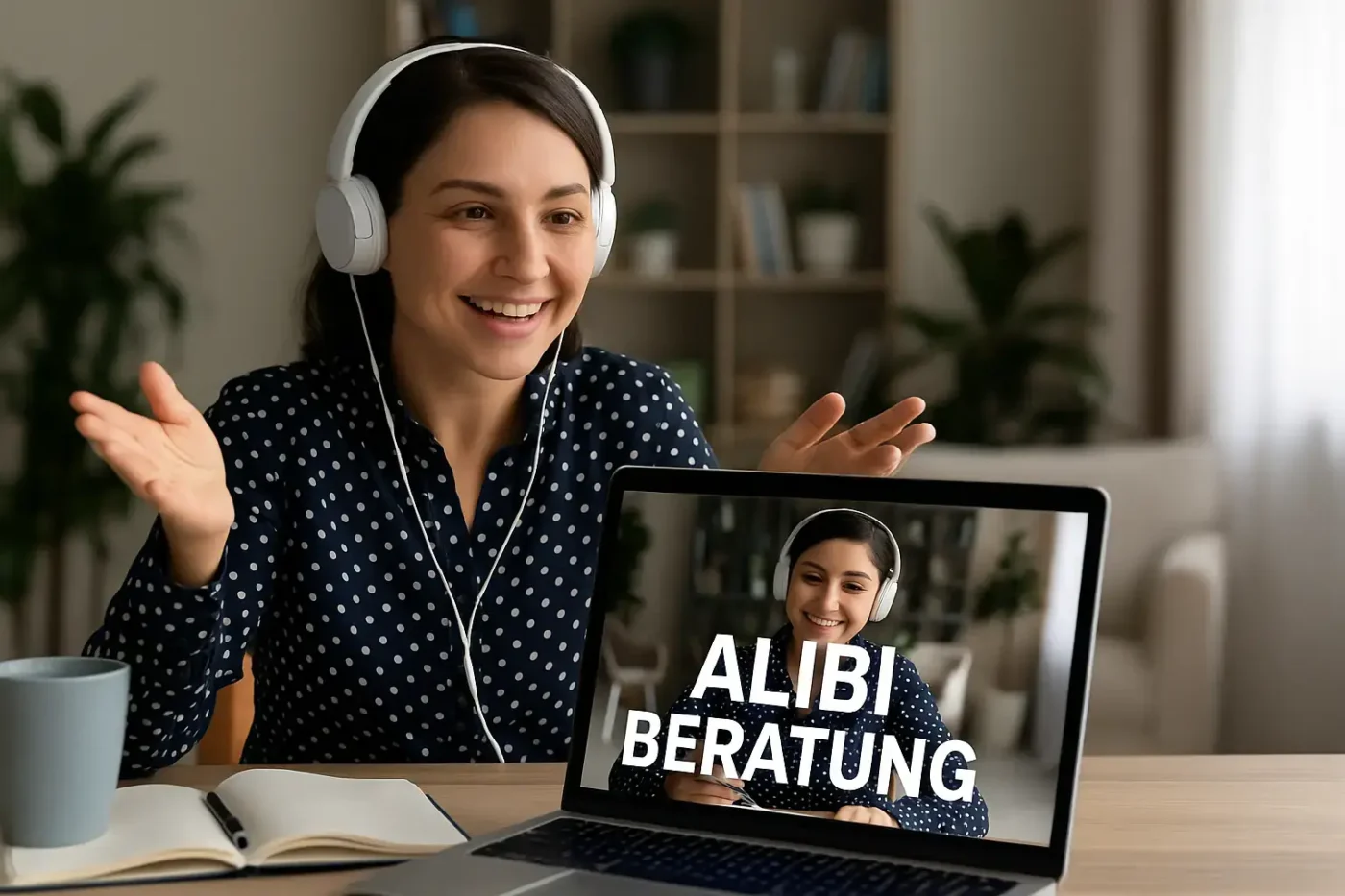 Alibi Beratung mit einer Kundin per Videotelefonie.